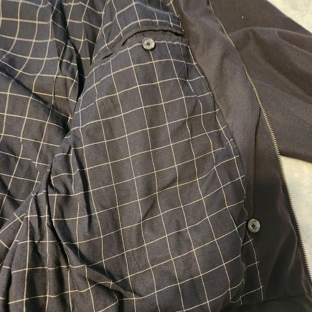 Vtg Polo Ralph Lauren Black Harrington Jacket Plaid Lined Zip Up Mens Sz 3XB Big